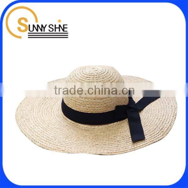 SUNNY SHINE fashion beige shade flat brim straw hat