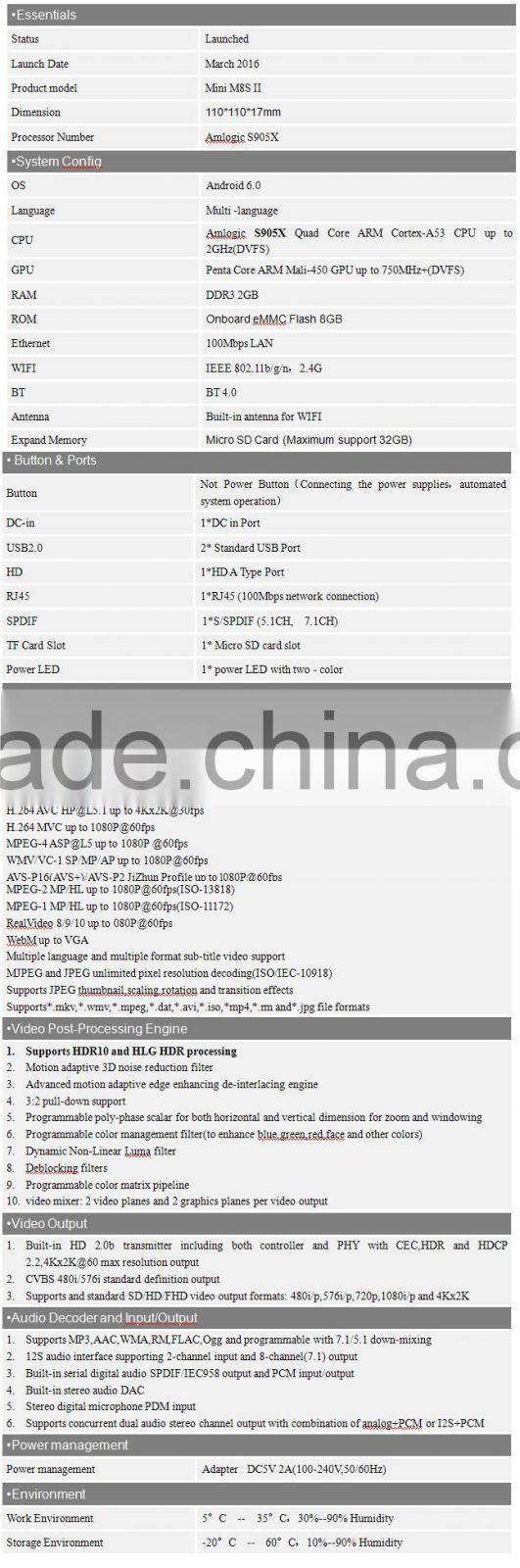 2016 The Latest S905X quad core android 6.0 marshmallow tv box mini m8s II 2G RAM 8G ROM