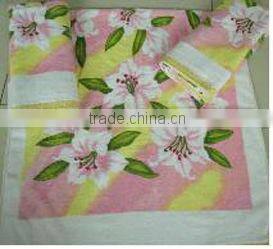 100% cotton velour flower printing face towel