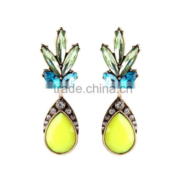 Fluorescence yellow drop acrylic flower shaped latest trends earrings