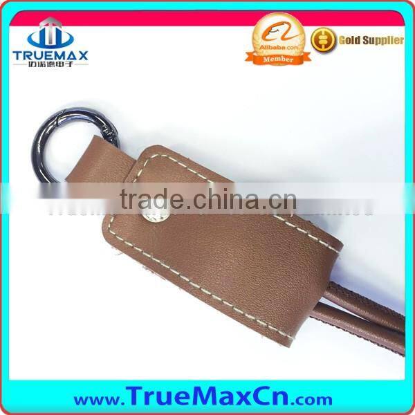 PU Leather Key Chain Type USB Cable For iPhone