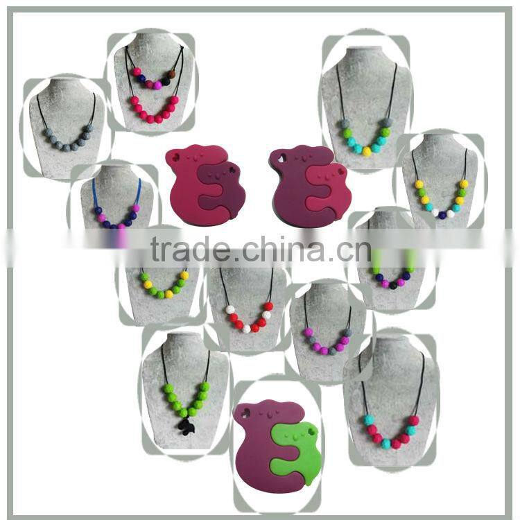 Food-safe Mom Nursing Chewable Jewelry Silicone Baby Teething Necklace Wholesale