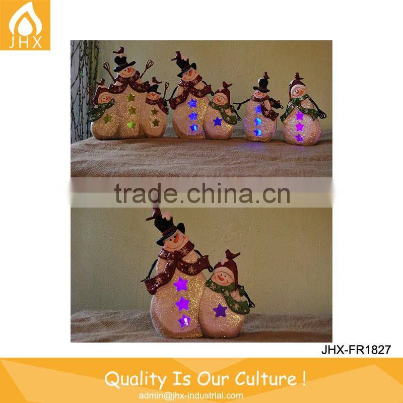 Promotional Outdoor Colorful Electrical Resin Snowman Figurines