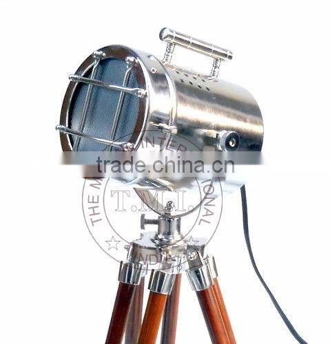 NAUTICAL SEARCHLIGHT WITH TRIPOD STAND - COLLECTIBLE MARINE SPOTLIGHT ON TRIPOD