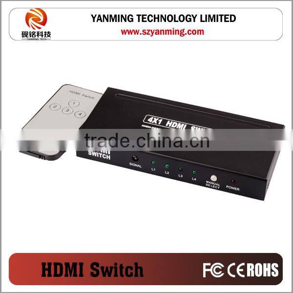 4 port HDMI switch 4x1 metal case hdmi switcher 4 input, 1 output