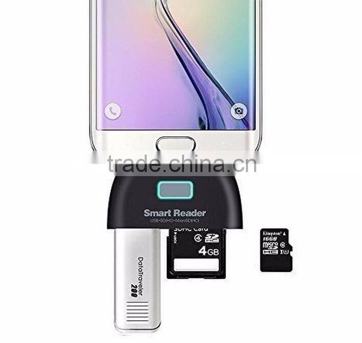 4 in 1 OTG Adapter Micro USB Card Reader SD HC TF