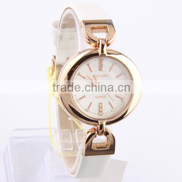 Custom leather bracelet oval face watch