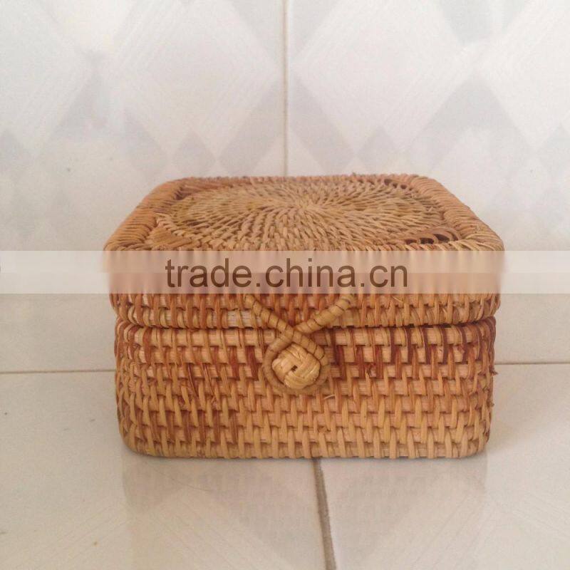 Best Selling decorative rattan round storage box with lid