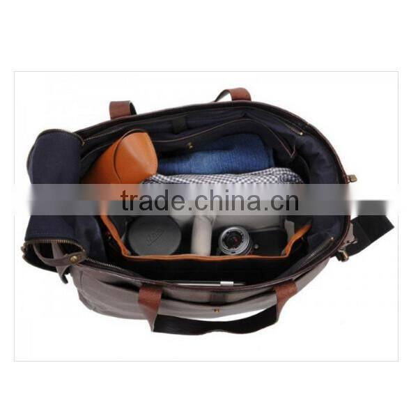 Tan Waxed Canvas Messenger Bag With Full-grain Leather