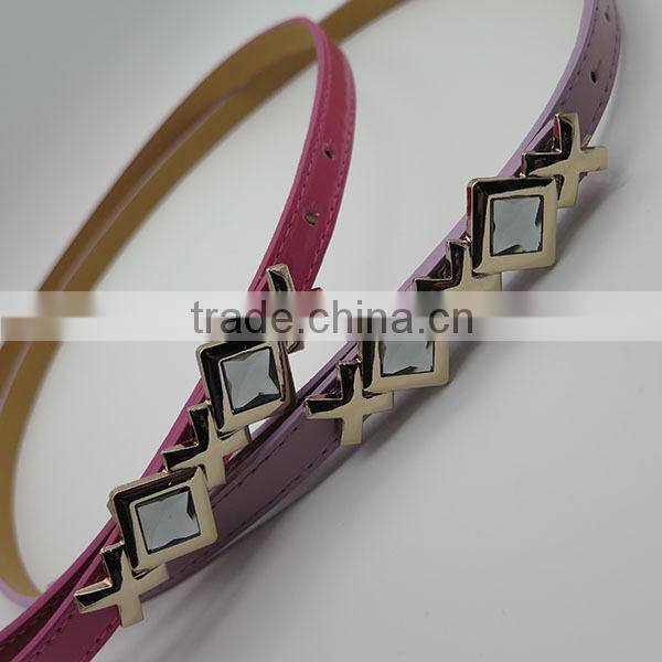 Lady's fashion skinny belt with glass for dress
