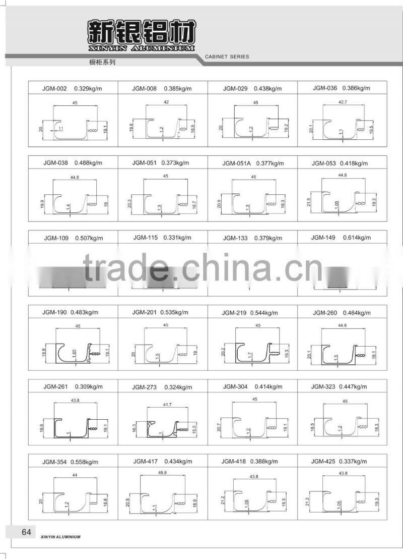 T5 - T8 6063 aluminium series with extruded profile
