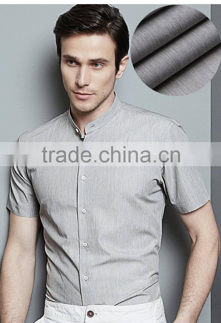Men's Casual Business Short Neck Short Sleeve Cotton Shirts