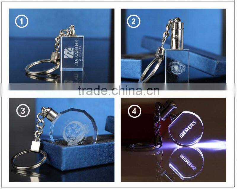 Color Print Image Crystal Glass Keychain for Birthday Gifts