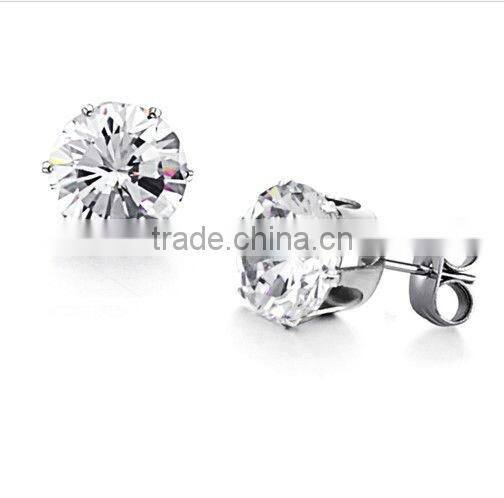 2013 hot selling cz stone earrings purple colored stone stud earrings