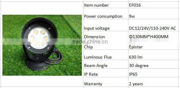 2016 landscaping light 24v IP65 black 9W outdoor mini garden light