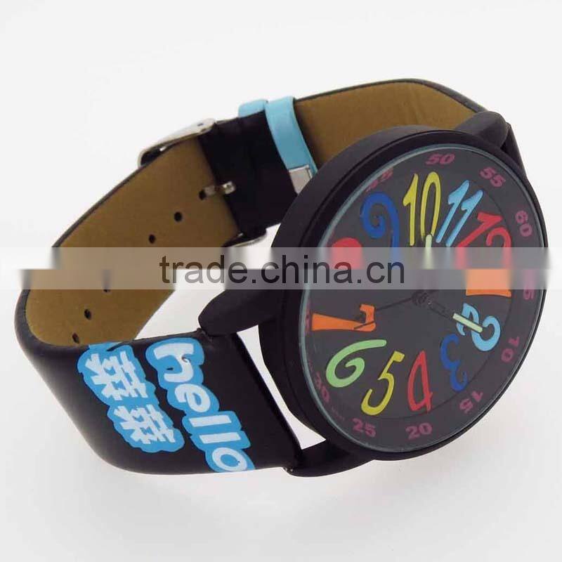 big case cute colorful numbers dial student watch