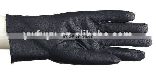 black ladies cheap PU synthetic leather gloves