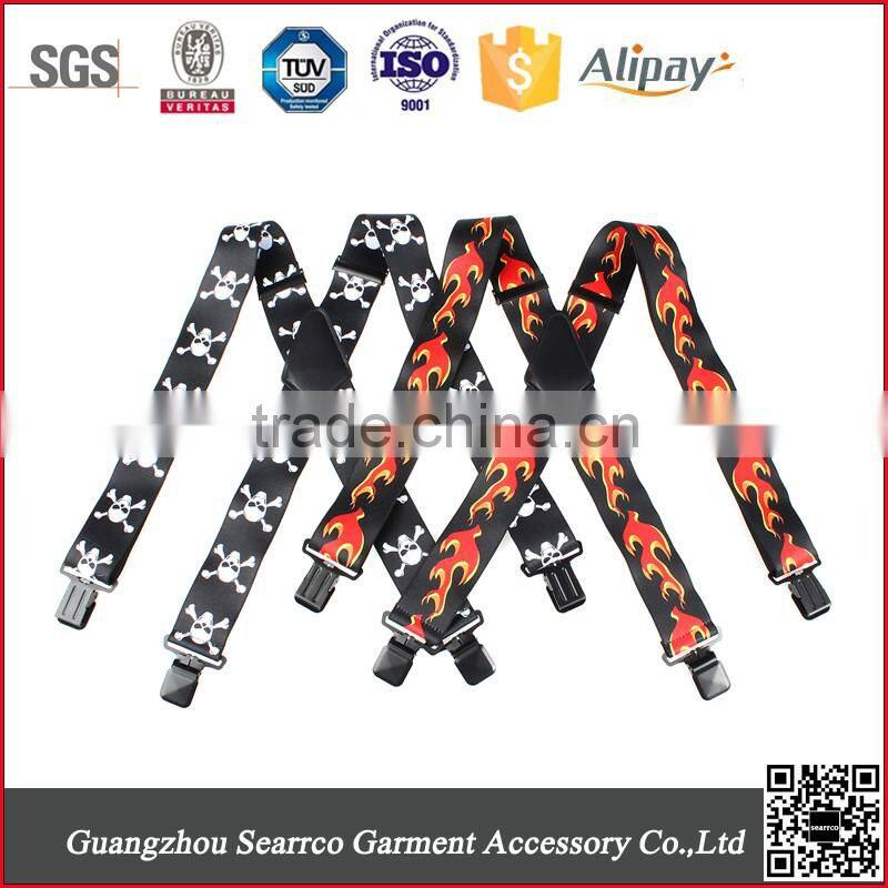 Mens custom personalized printing elastic suspenders