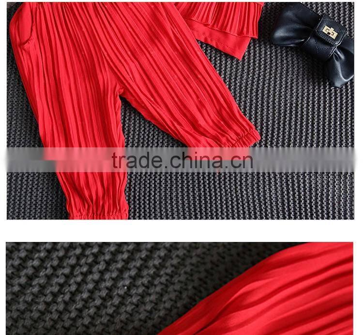 Lovely Pure Color 2-7 Years Girls Breathable Pleated Children Short Pants Suit with Vest