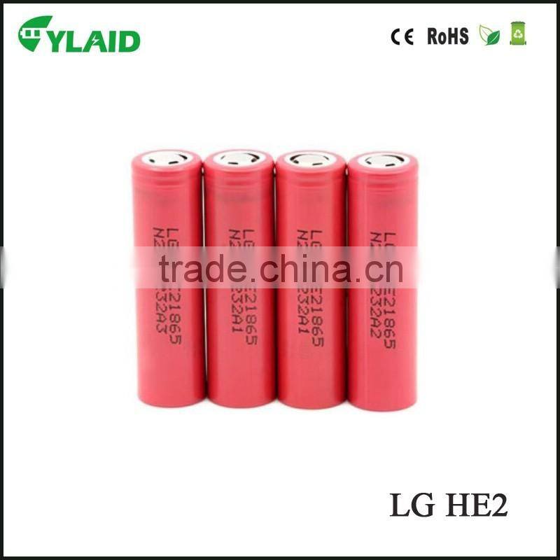 Newest red color original in stock lg he2 18650 battery small rechargeable battery torch light rechargeable battery