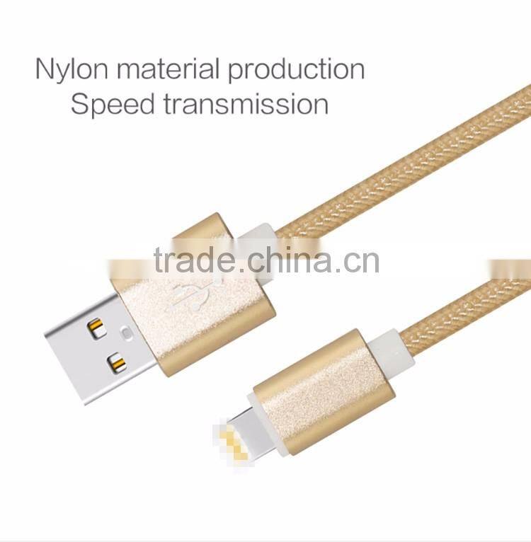 Top quality Mobile Phone USB Sync Data Cable 1m Nylon Data Line 2A Fast charge for Apple iPhones 5/5s/se/6/6s/6s plus/ipad mini