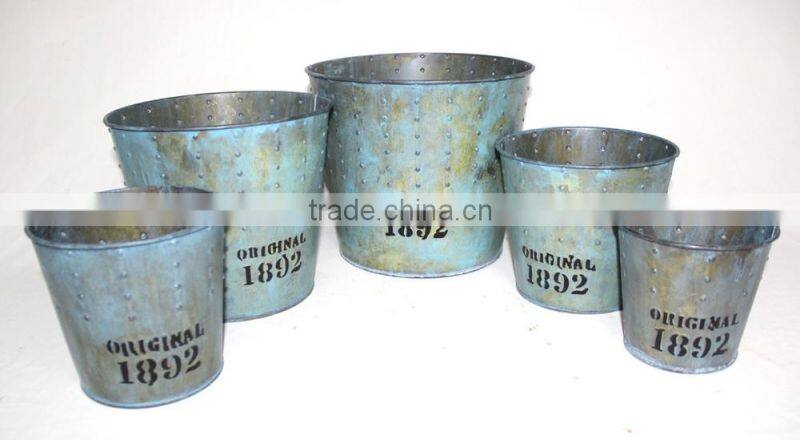 2015 Hot Garden Decorative Metal Flower Planter Set with Number Emboss