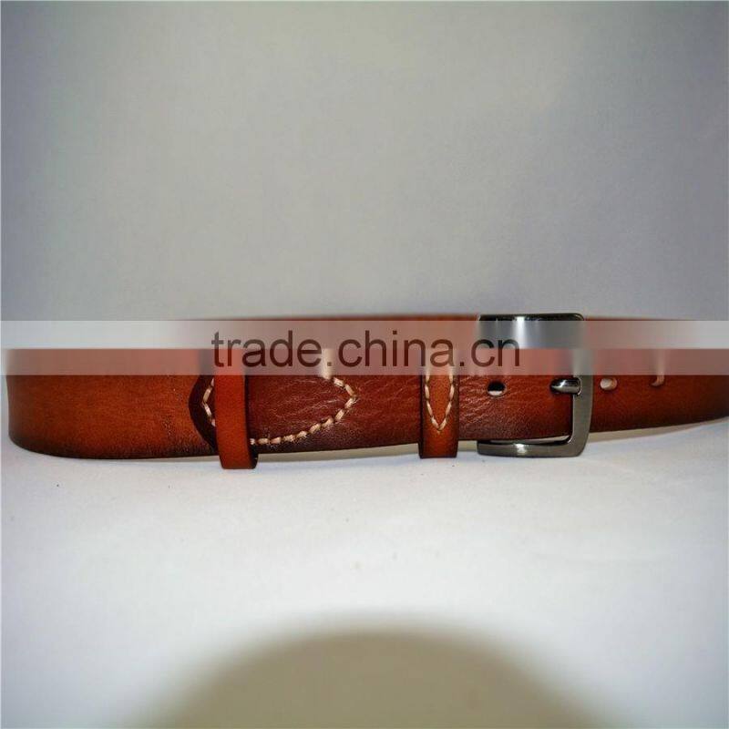 brown Unisex fashion cow hide genuine leather thread pattern belt