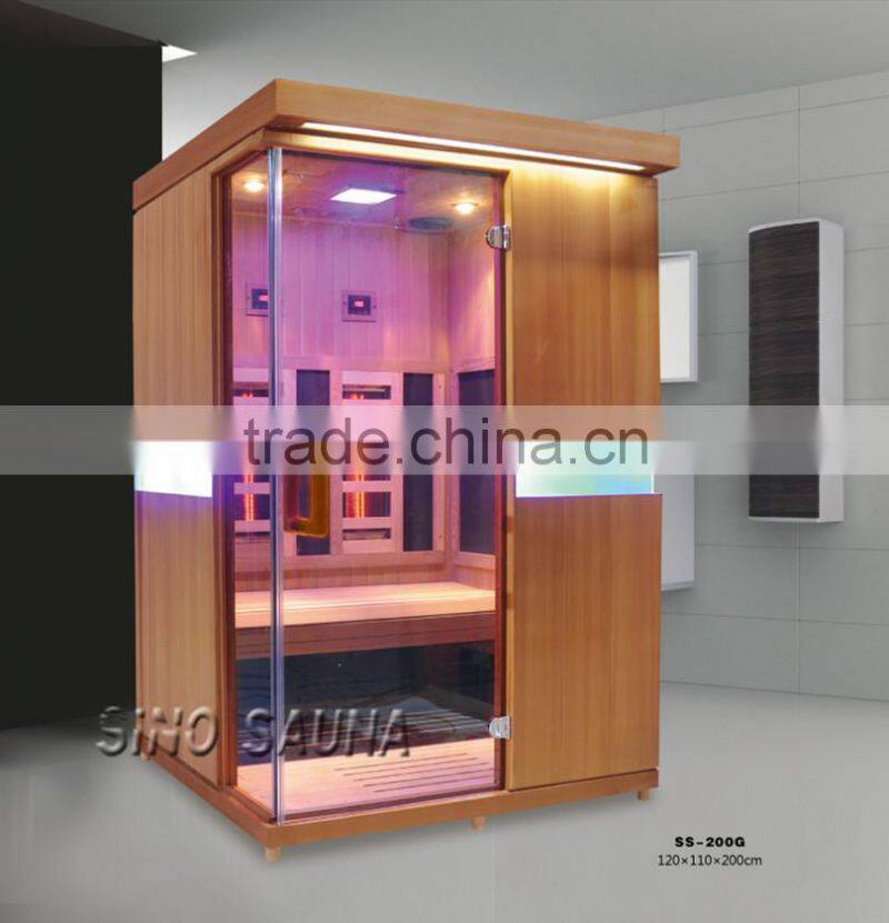 Luxury 1seat far infrared sauna bath wooden room with infrared heating parts