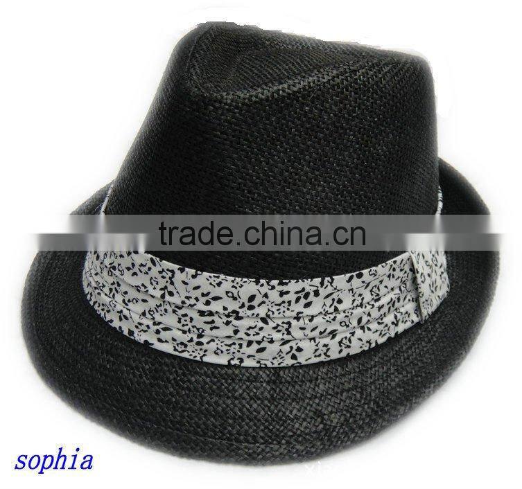 2012fashion straw camouflage band fedora hat.paper straw hat
