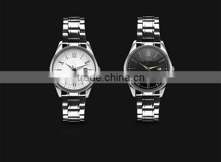 High class bule dial alloy case genuine leather band with night view men fashion watches