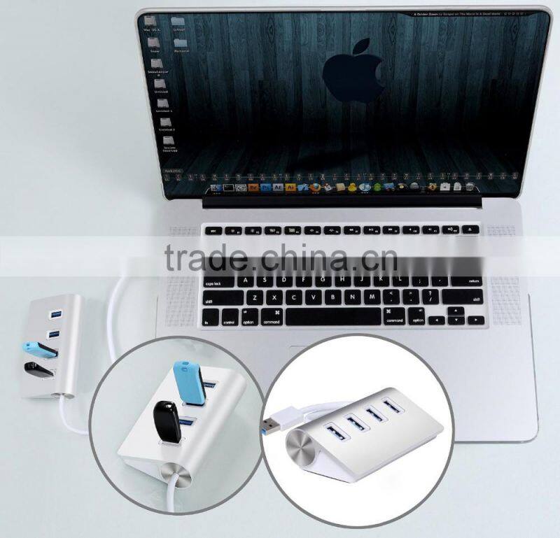Top Grade 4 port Aluminum usb 3. 0 hub from usb hub suppliers (30" cable)