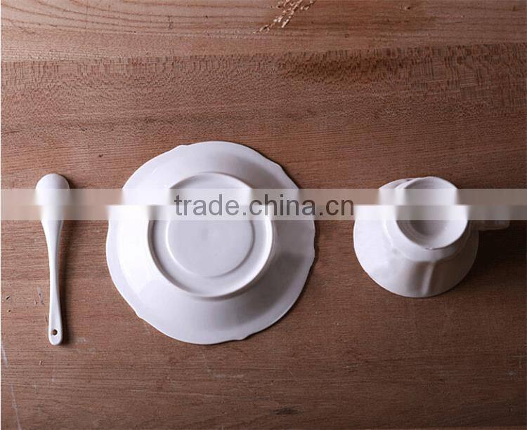 White emboss porcelain Turkish coffee set with beads