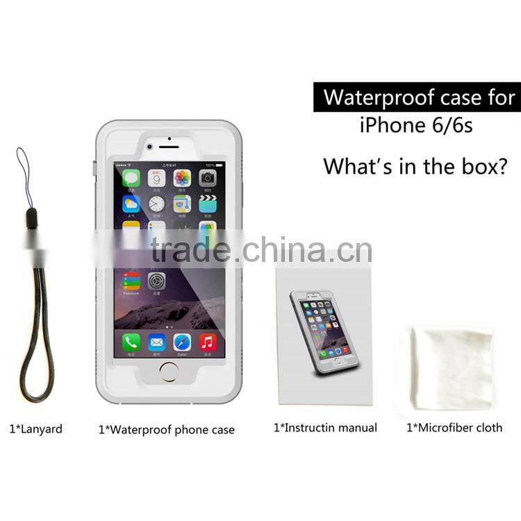100% Seal Waterproof Phone Case for iPhone 6 6S White IP68 Mobile Housing