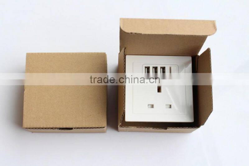 AC 110V-250V UK Socket 3 USB Port DC 5V 2100mA Power Switch Wall Outlet