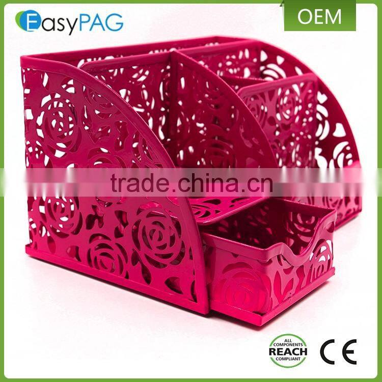 Multifunction fancy design embossing iron metal modern office desk organizer with CE REACH approval
