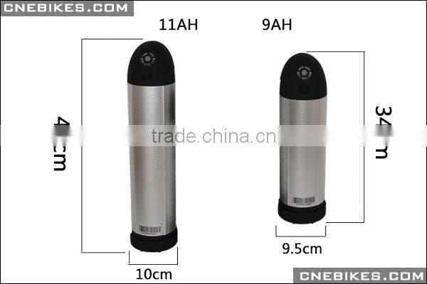 36v 9Ah bottle type rechargeable ebike battery