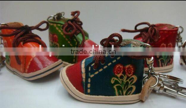 cute genuine leather animal shaped keychain