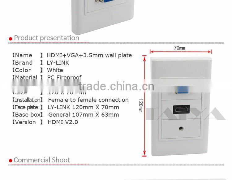 HDMI VGA 3.5MM Audio wall plate Support Customization