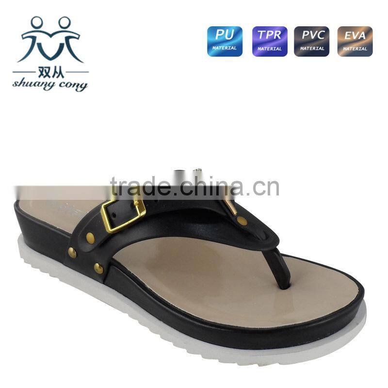 Colorful hot sale high heel flip flop PU casual slipper and shoes for women
