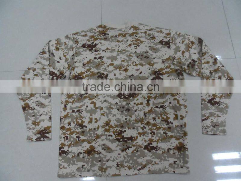 Custom made35% cotton 65% polyester jersey full print desert digital camouflage print russian army long sleeve t shirt