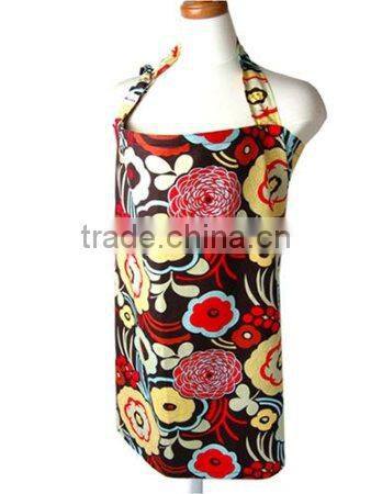 woven mulit color printing with inside pocket buckle adjustable neck strap Breastfeeding apron