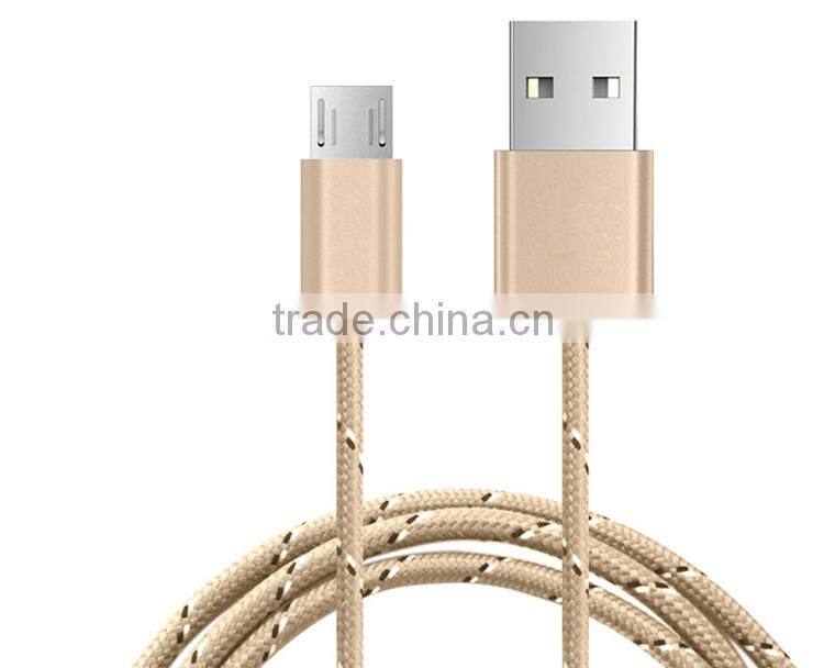 hot sale charging cable for smartphone USB cable with nylon braid micro USB cable