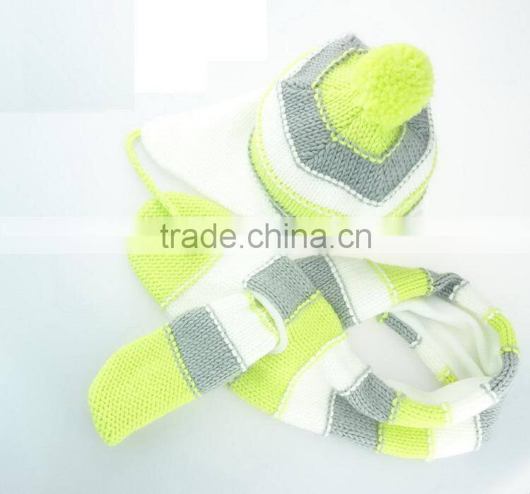 Premium quality low price kids knitted hat mittens scarf