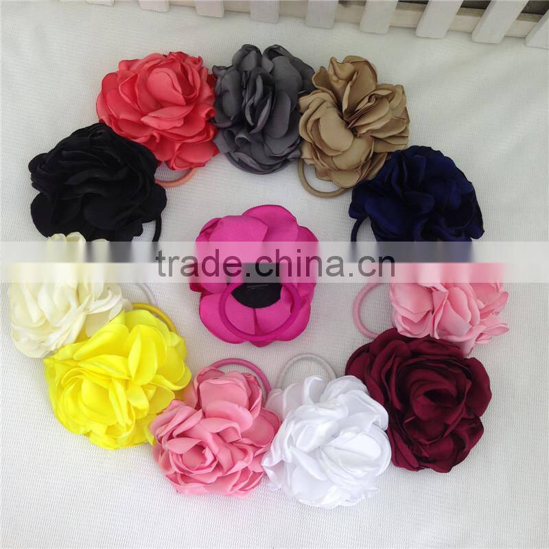 4inch High Quality Hair Flowers with Elastic Hairband for Pony Tail Holder Kids Hairband Children Headwear Baby Accessories
