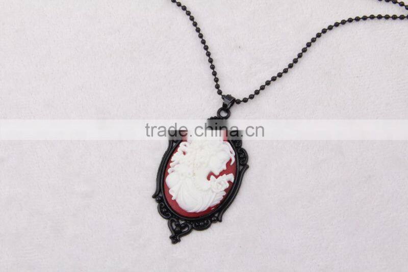 fashion jewelry necklace steampunk necklace beauty silhouette black cameo pendant 2015 new party dress made in China yiwu