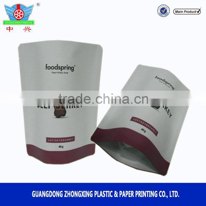 High quality resealable white kraft paper beef jerky packaging bags