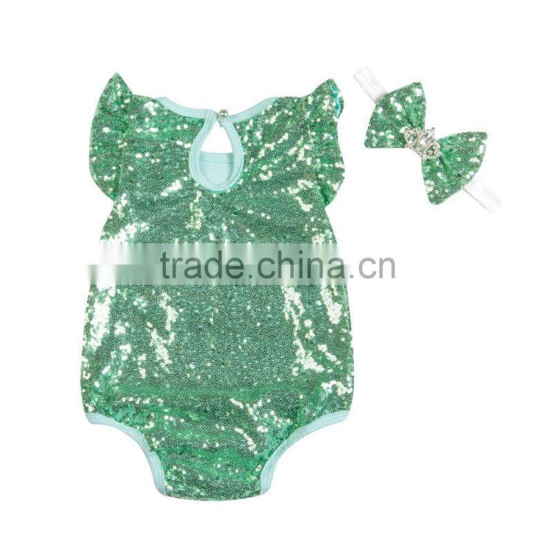 Wholesale price sequin romper for baby girl boutique clothing from Kapu craft