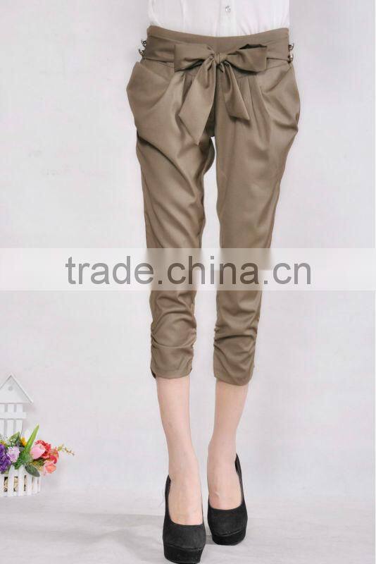 Top Sale 2014 Fashion Women's Pants High Waist Women's Skinny Long Trousers OL Casual Bow Harem Pants Large Size Women's Pants