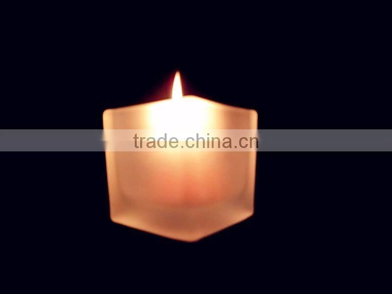 mini square shaped frosted glass candle wax jar /candle holder