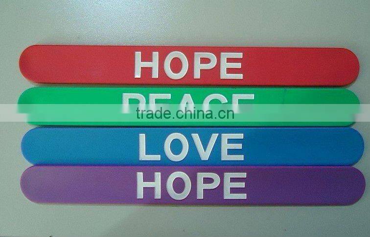 Bright color silicone reflective slap bracelets